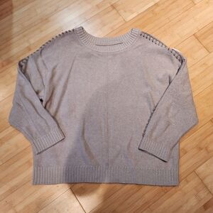 Nic And Zoe Beige Crew Neck Sweater 100% Cotton Sz M